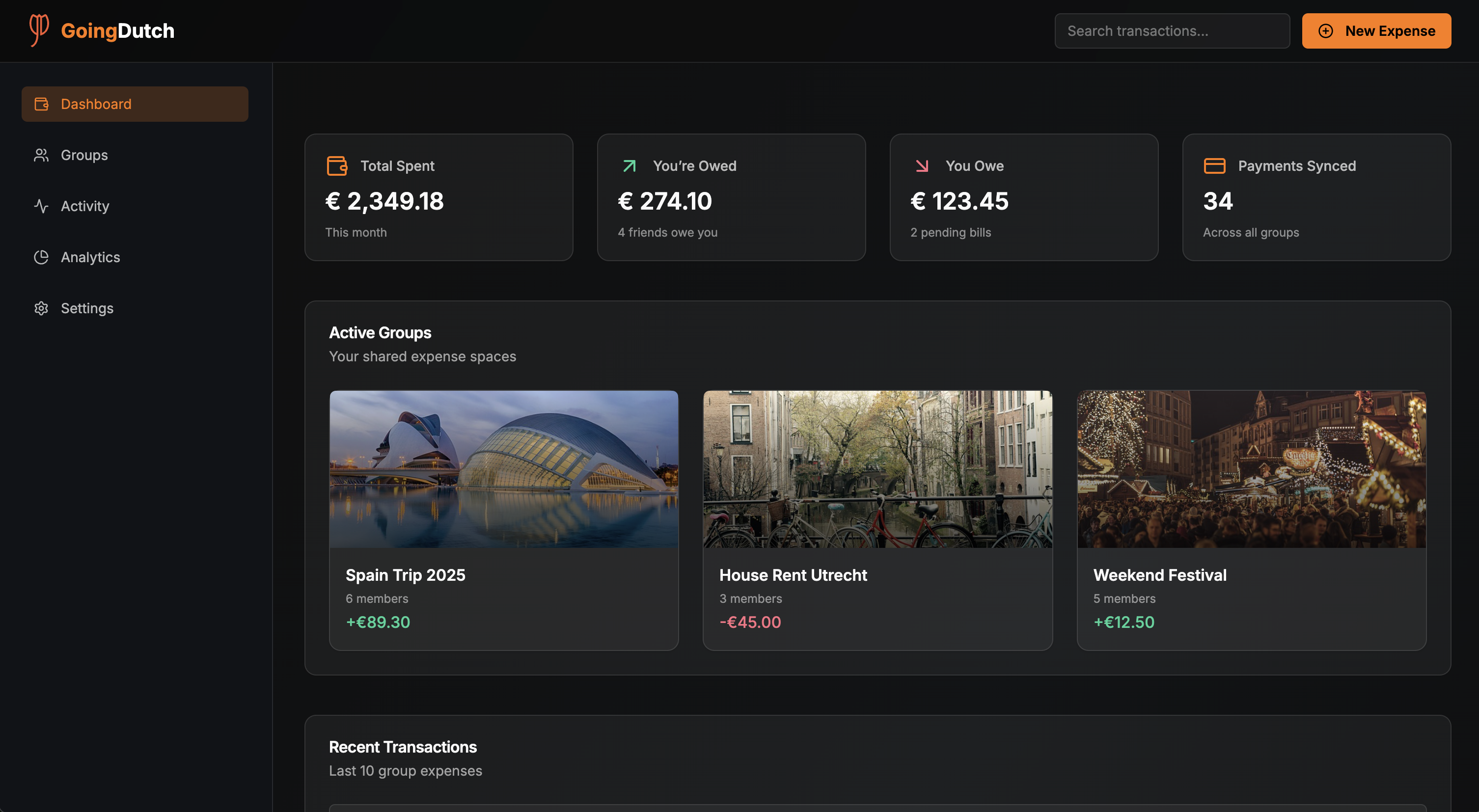 GoingDutch - Smart expense sharing and bill splitting platform with Azure multi-tenant architecture